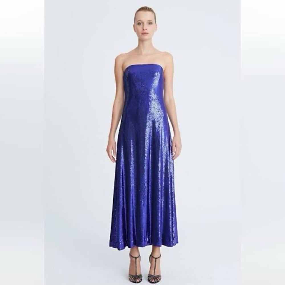Halston Talia sequin Purple bustier cocktail gown
